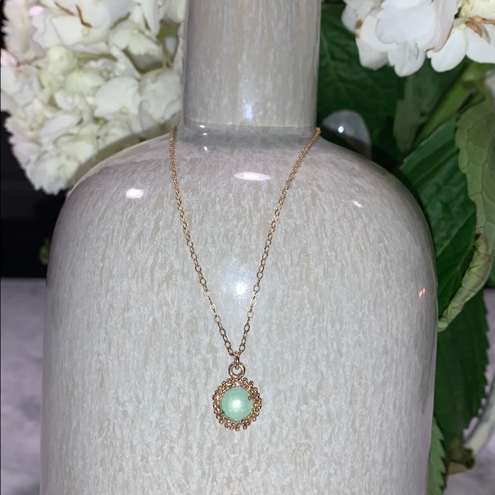 Kendra Scott Charm Necklace Gold Chain Seafoam